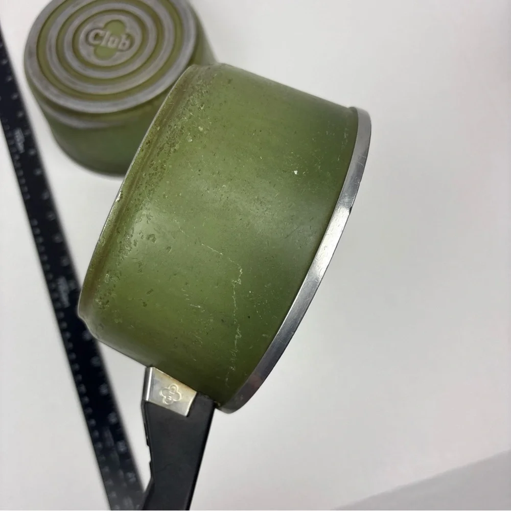 Vintage Club Pans Lot of 2 Avocado Green 1 and 1.5 Quart NO LIDS Cookware